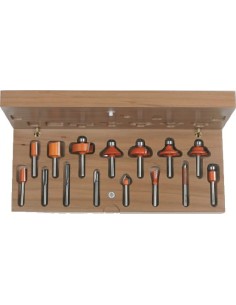 Juego de 15 fresas variadas para madera a utilizar en fresadora manual