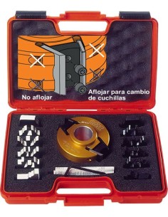 Estuche con cabezal contracuchillas perfiladas  de cuchillas para madera