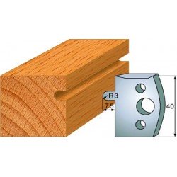 Cuchillas y contracuchillas perfiladas para realizar ranuras semi-circulares para columnas o molduras de madera
