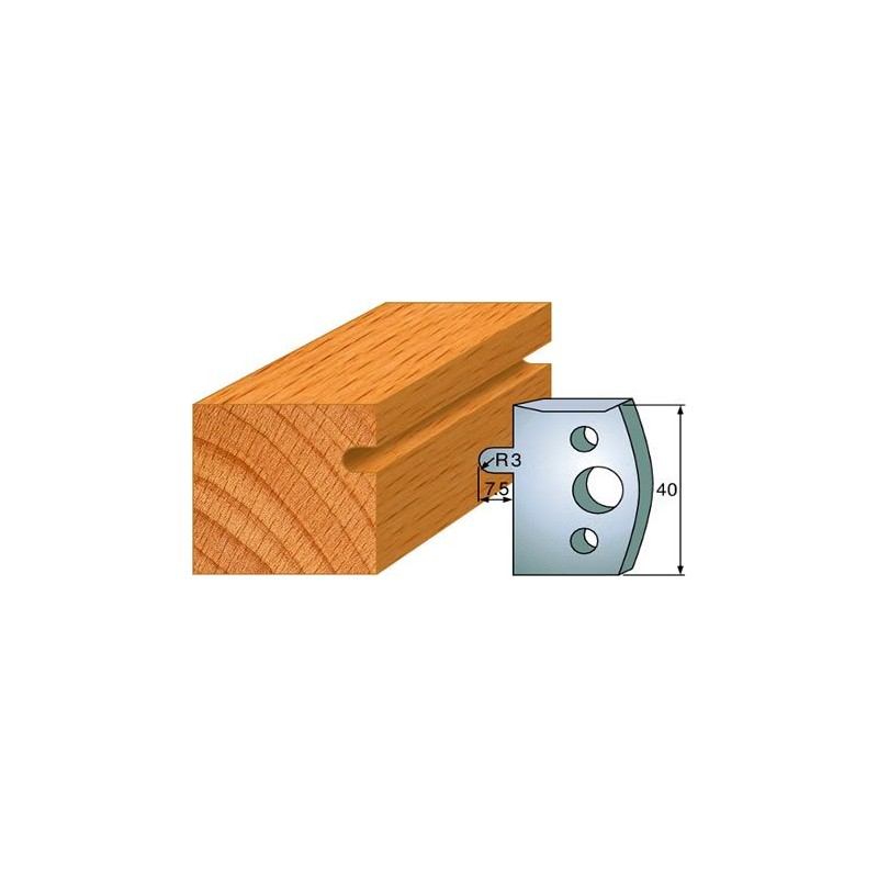 Cuchillas y contracuchillas perfiladas para realizar ranuras semi-circulares para columnas o molduras de madera