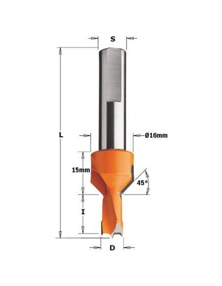 plano apriete Broca con avellanador para agujero ciego y conexión rápida en taladros y cnc,largo 57,5