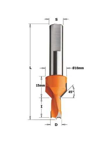 plano apriete Broca con avellanador para agujero ciego y conexión rápida en taladros y cnc largo 70 mm