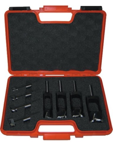 Maletín de 8 brocas: 4 para tapones y 4 para asiento de bisagras Maletín de 8 brocas: 4 para tapones y 4 para asiento de bisagras