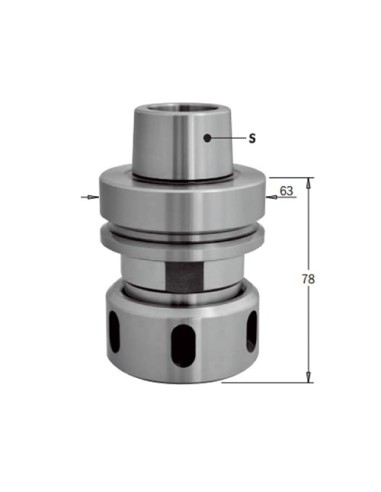 Mandril CNC para pinzas elásticas DIN6388 con conexión HSK-F63