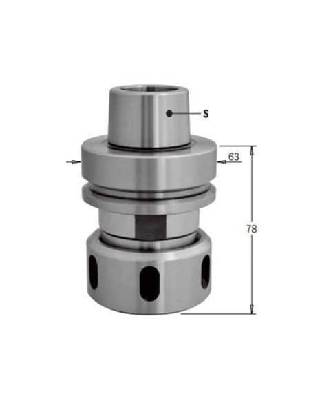 Mandril CNC para pinzas elásticas DIN6388 con conexión HSK-F63
