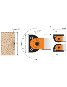 Cabezales para biselar de 0º a 90º con altura de corte de 50 mm esquema