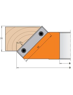 Perfil Cabezal para biselar a 45 grados