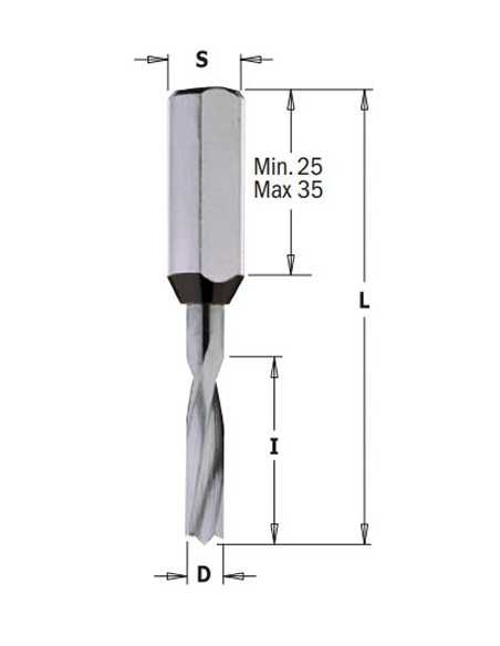 Broca ciega md integral 57,5 mm medidas