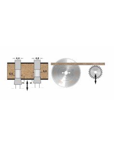 Disco incisor regulable para ranuras en la parte inferior del tablero recubierto