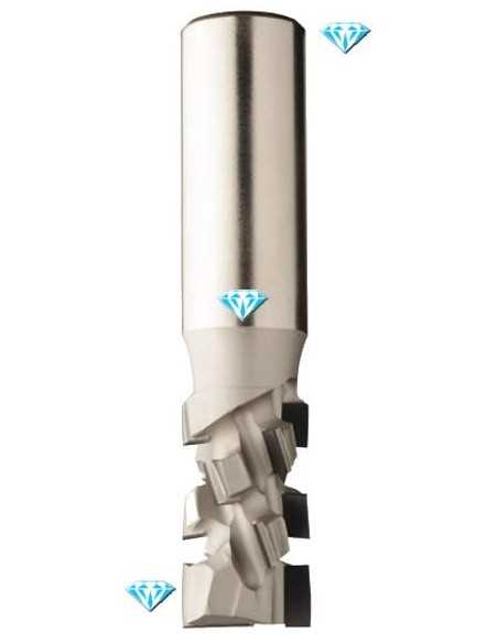 Fresa de diamante PCD con cortes a 20 grados para contornear y seccionar en maquinas tipo pantografos y cnc