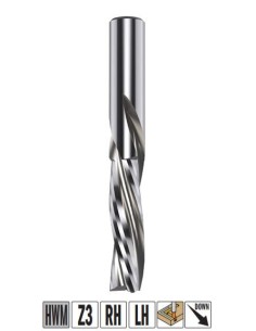 Fresa Z3 helicoidal con hélice negativa cnc