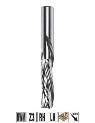 Fresa Z3 helicoidal con hélice negativa cnc