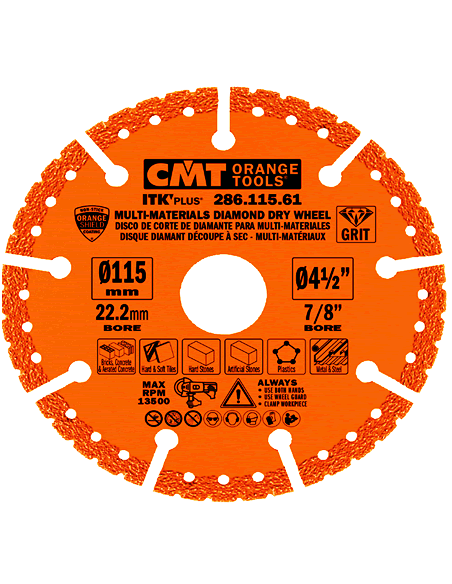 Disco de corte multimaterial en diamante para amoladora CMT ITK'Plus 286