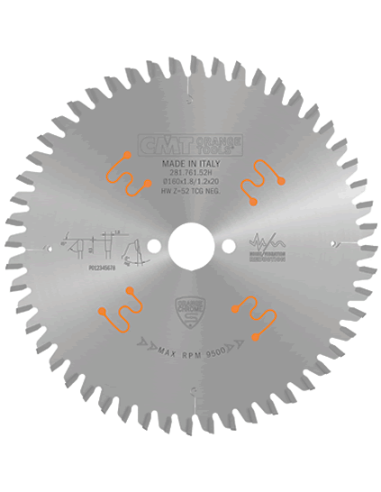 Sierra circular CMT 281 para corte de  laminados y HPL Orange Chrome