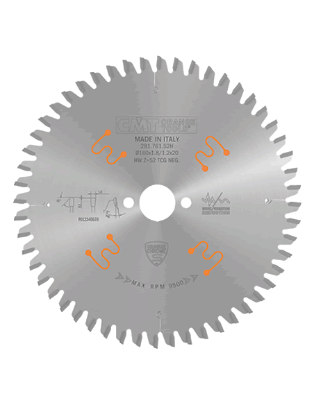 Sierra circular CMT 281 para corte de  laminados y HPL Orange Chrome