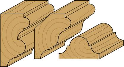 Molduras realizadas ejecutando dos pasadas con la fresa multiperfil
