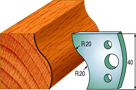 Cuchillas y contracuchillas para madera de doble radio de 20 mm