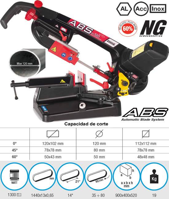 Sierra de cinta para metal horizontal y portatil modelo ABS NG120 de Femi