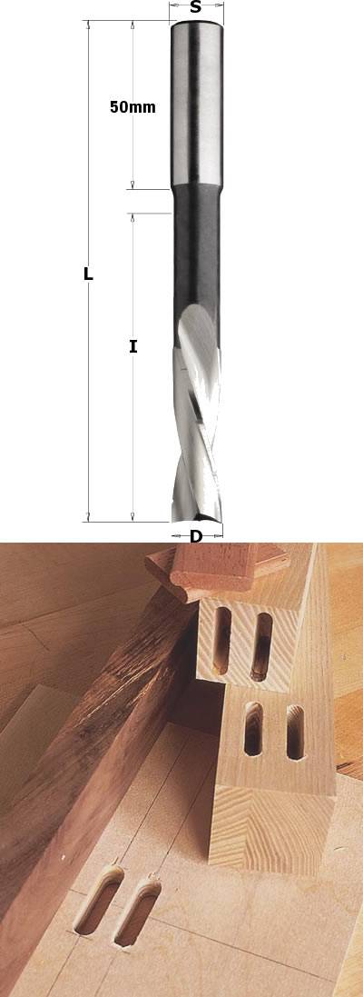 Broca de madera para escoplear helicoidal y rompevirutas para una mayor eficacia para la evacuacion de la viruta