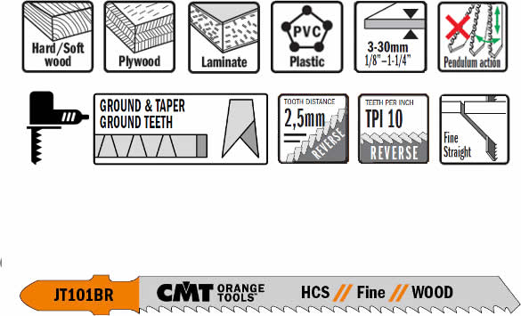 Hojas de sierra para caladora manual con diente invertido para madera y plastico