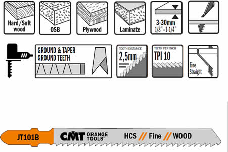 Hojas de sierra para madera y plastico, espesores dese 3 a 30 mm, 10 TPI