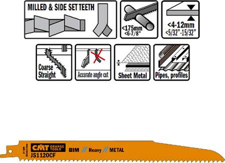 Hojas para sierra sable para cortes de perfiles metaicos hasta 175 mm y chapas gruesas desde 4 a 12 mm