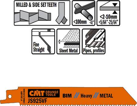 Hojas de sierra para sables, corte de chapas de metal finas y semigruesas de 2 a 10 mm