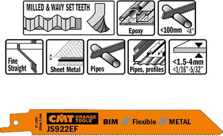 Hojas sierras sables flexibles para cortes enrasados para metal