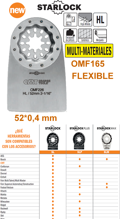 Cuchilla para cortar y rascar fabricada en acero flexible en maquina multifuncional oscilante