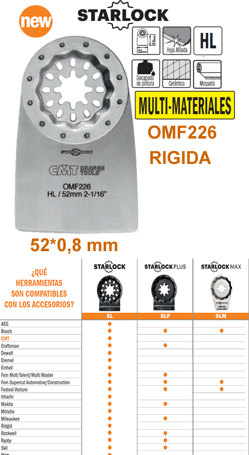 Cuchilla rigida para corte y raspado fabricada en acero HL para multi-materiales