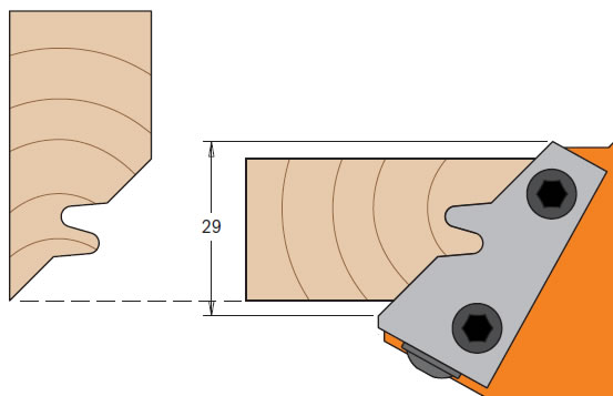 Cuchillas para madera y tablero MDF que realiza una union a 45º para trabajar en tupi