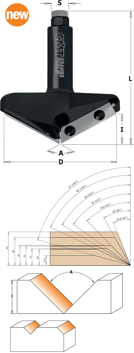 Nuevas fresas para maquinas cnc que pueden realizar trabajos de folding, ranuras de corativas en forma de "V" o cantos biselados