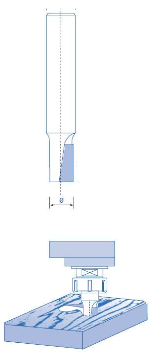 Fresa de diamante para trabajar sobre máquinas CN y CNC para contornear y ranurar aglomerado desnudo, chapado o materiales plásticos.