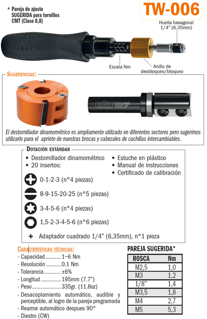 Destornillador Dinamometrico Ajustable 1,2 a 3,0 Nm + Porta Puntas