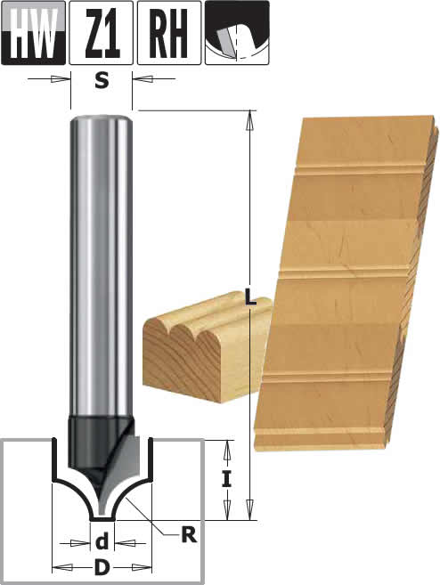 Fresa para perfilar y-decorar madera, para utilizar en fresadoras manuales y pantografos