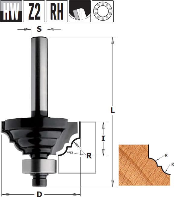 Fresa perfilada para molduras complejas en madera y mdf