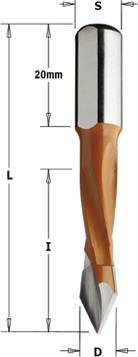 Broca para agujero pasante de 30 mm de largo corte