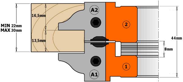 Cuerpo de aleación especial de aluminio de alta resistencia a la tracción y la flexión (cabezal 1 y 2). -Cuerpo de acero especial de alta resistencia (cabezal 3).