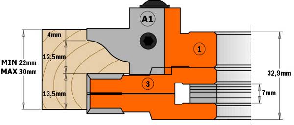 La herramienta extensible (incluida) puede utilizarse también por separado para realizar ranuras regulables de 8mm (5/16") a 15mm (5/8"). de espesor. A utilizar en máquinas tupí. Muy buen acabado en maderas duras, blandas y paneles con un grosor máximo de 48mm
