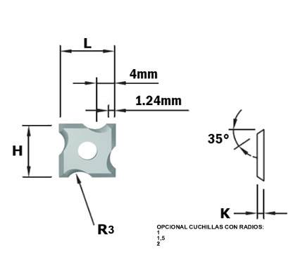 Cuchillas de md integral reversibles de cuatro cortes