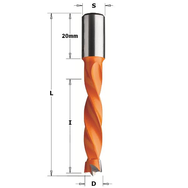 Prestaciones elevadísimas en taladradoras de alta velocidad, máquinas punto-punto y pantógrafos de CNC. Brocas para agujero ciego de 70 mm