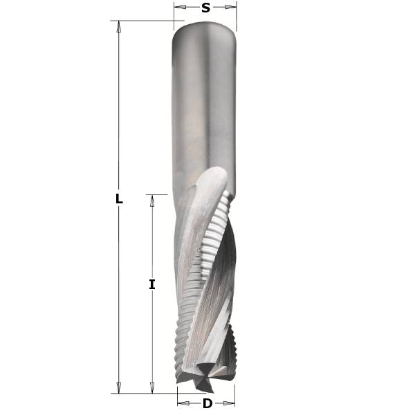 Fresa MD integral con rompevitutas de corte helicoidal negativo Z 2+2